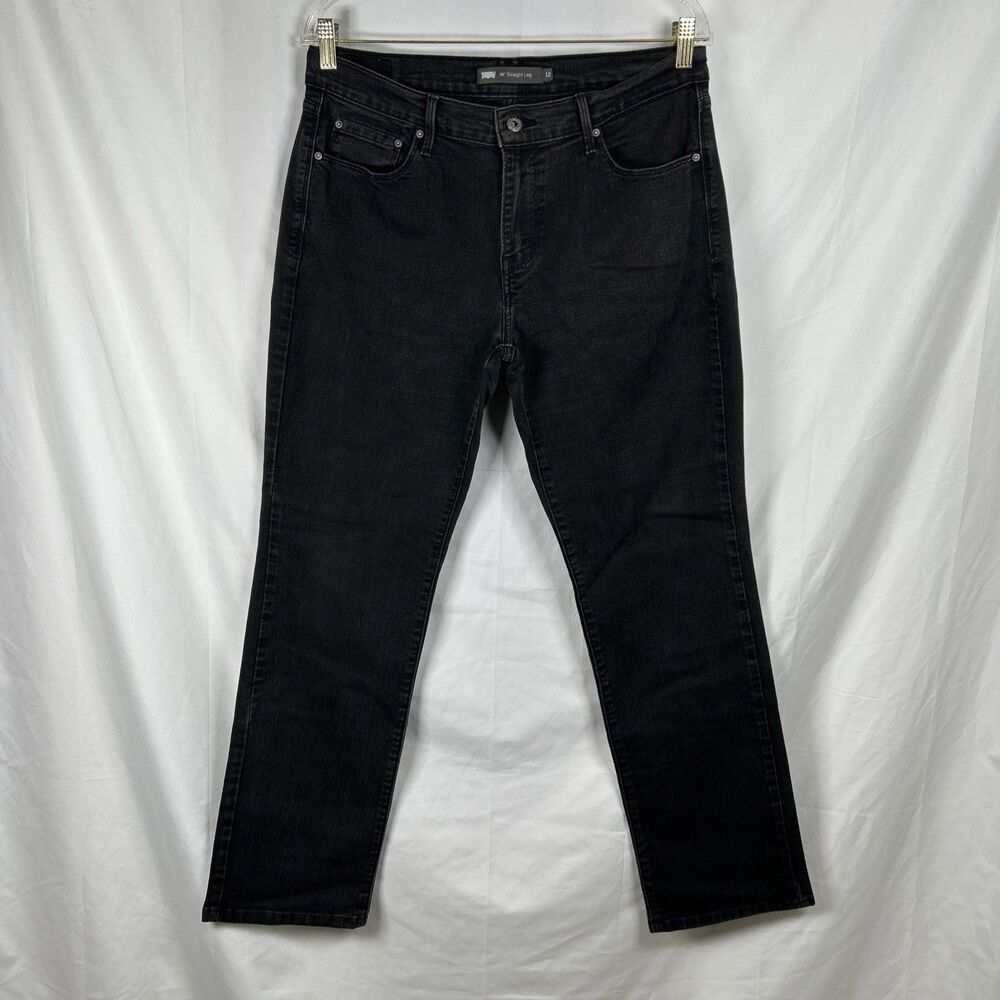 Levi’s 505 Women’s Straight Leg Jeans Size 12 Black Mid Rise Stretch